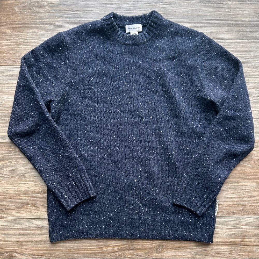 SOLD Calvin Klein | Wool Nepped Yarn Crewneck Sweater in Vulcan Black (Small)